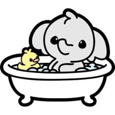 baby elephant bathing
