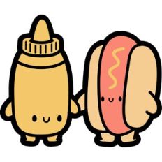 chibi mustard and hot dog couple
