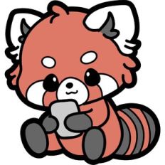 cute red panda on the phone