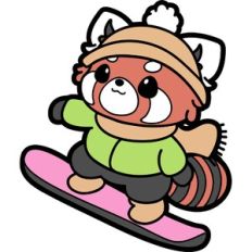 cute red panda snowboarding