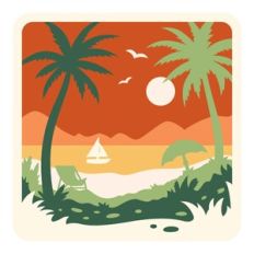 Tropical Summer Scene 3D Layered Wall Art