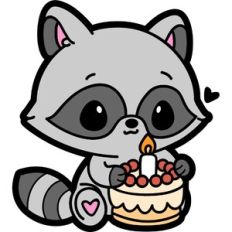 cute birthday raccoon