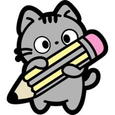 cute cat with a big pencil