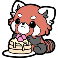 red panda with pancakes