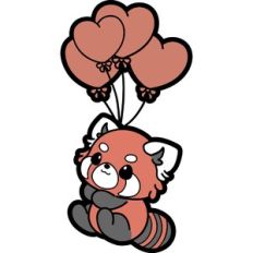 red panda with balloons
