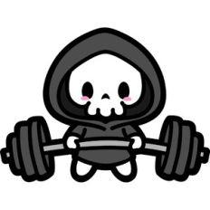 cute grim reaper deadlifting