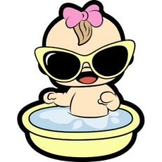 cute baby girl bathing