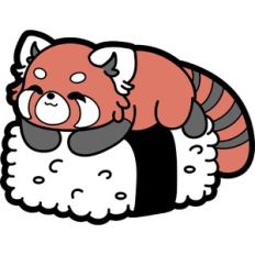 cute red panda on a nigiri