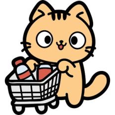 cat with shopping cart