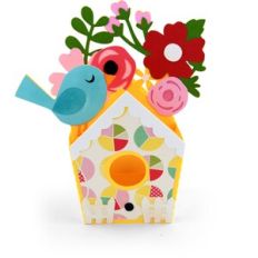 Box Card Birdhouse Flowers