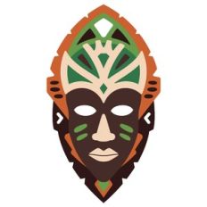 African Tribal Mask Layered Design