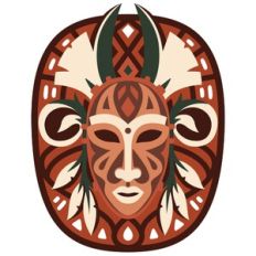 African Tribal Mask Layered Wall Art