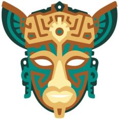 Mayan Tribal Mask Layered Wall Art