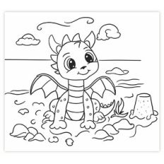 Dragon at the beach Coloring Page