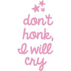 Don't Honk I Will Cry