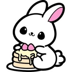 cute rabbit eating pancakes
