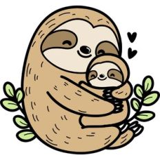 cute mom and son sloth family
