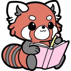 red panda reading a book