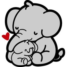 cute mom and son elephant