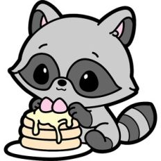 raccoon with pancakes