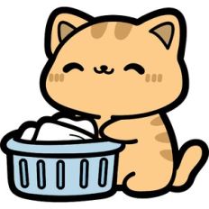 cat doing laundry