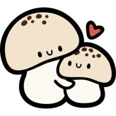 cute mushroom hugging
