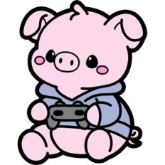 cute pig with joystick