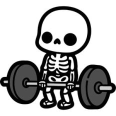cute deadlifting skeleton