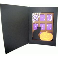 halloween diorama card - black cat
