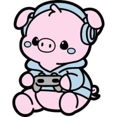 cute pig with joystick