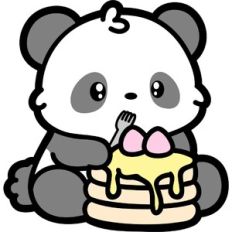 cute panda eating pancakes