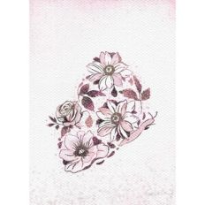 Butterfly Card with Flowers Monochrome Edition