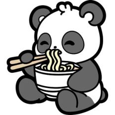 cute panda eating ramen