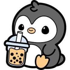 penguin drink bubble tea