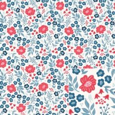 Red, White and Blue Floral Printable Pattern Background