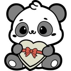 cute panda with chocolate box