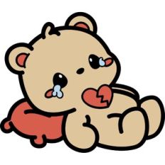 sad bear with broken heart