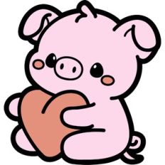 cute pig with heart