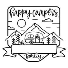 Happy campers camping family monogram