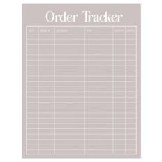 Order Tracker Printable