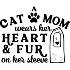 Cat Mom Wears Heart Fur On Sleeve