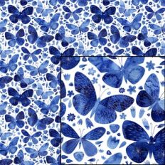 Watercolor Blue Butterfly Pattern