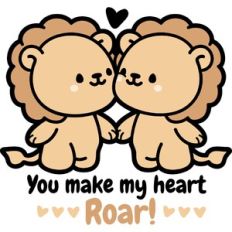 cute lions couple in love