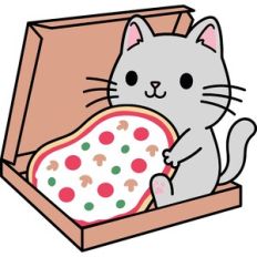 Cat Eating Pizza