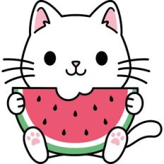 Cat Eating Watermelon