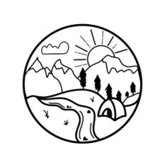 Sun Mountains Trees Tent River