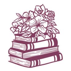 books and flowers silhouette