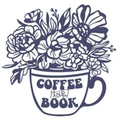 book and coffee design with flowers in cup