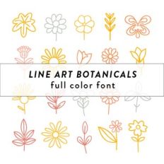 line art botanicals full color font