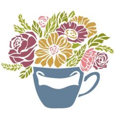 bouquet in cup stencil
